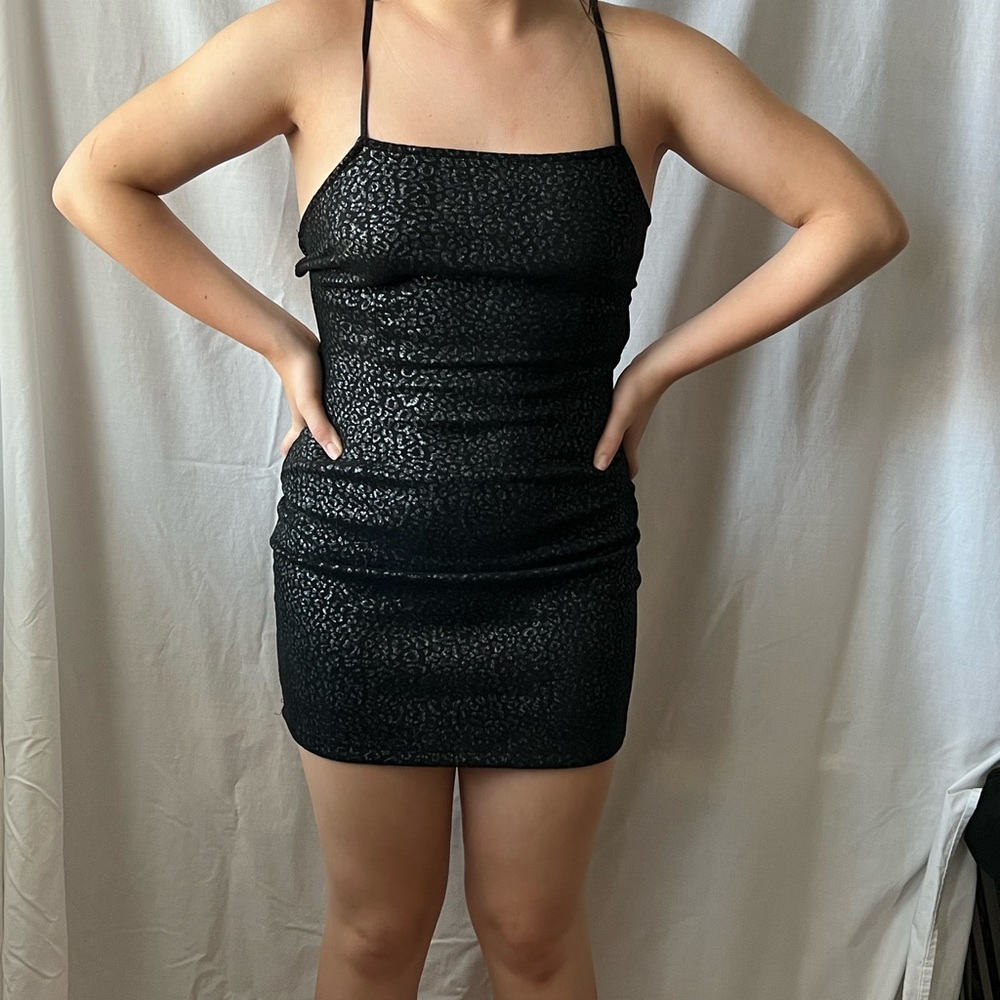 Urban Outfitters Black Dress with Leopard Print